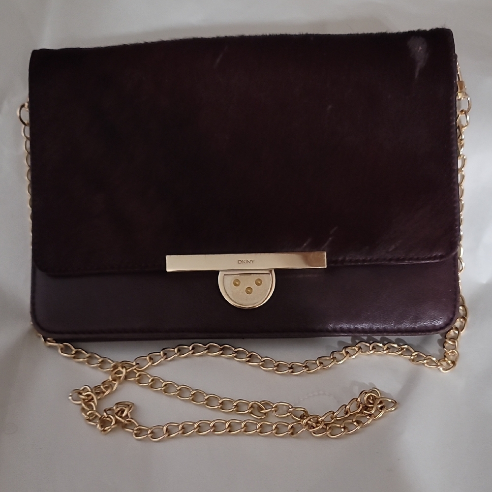 DKNY Rich Brown Leather Clutch